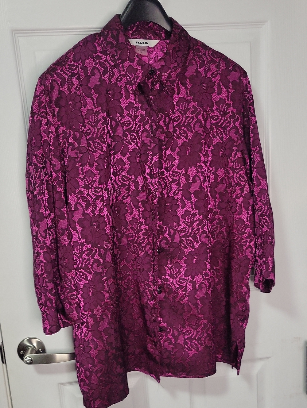 Alia Purple and Pink Floral Lace-Pattern Womans Shirt